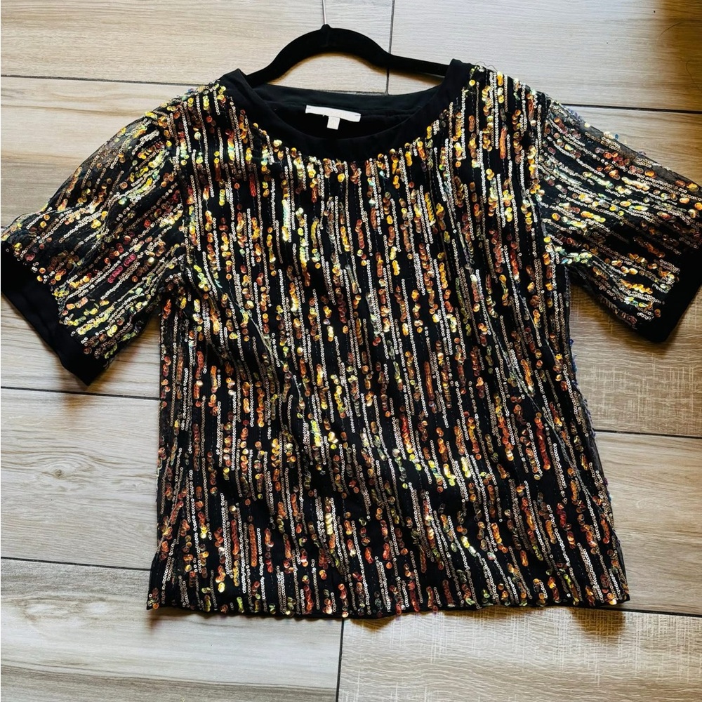Sequin Embellished Black Top